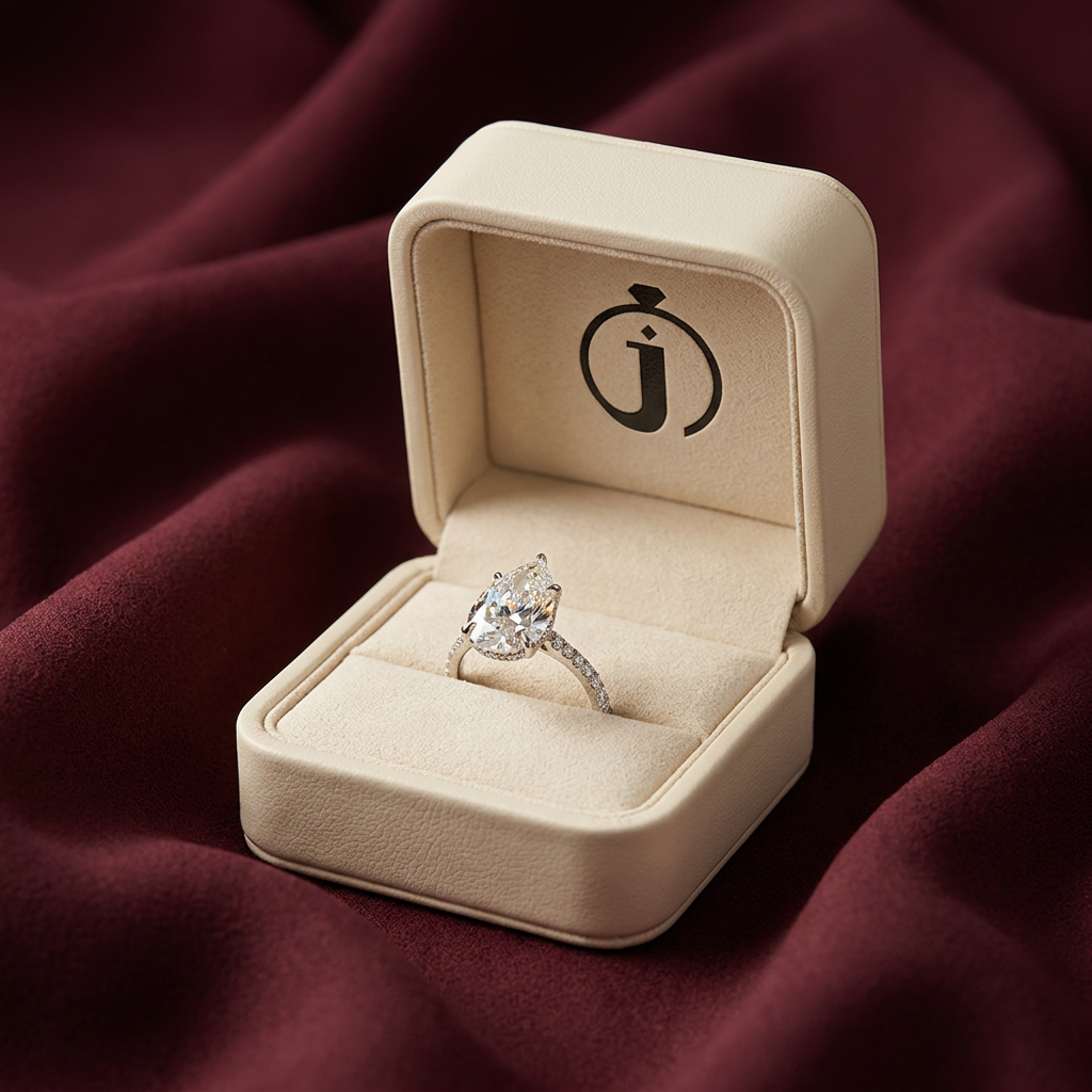 Moissanite 2.17 CT Pear Cut Diamond Solitaire Ring
