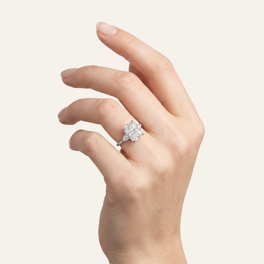 Lab Grown 2.05 CT Radiant & Pear Cut Diamond Three Stone Ring