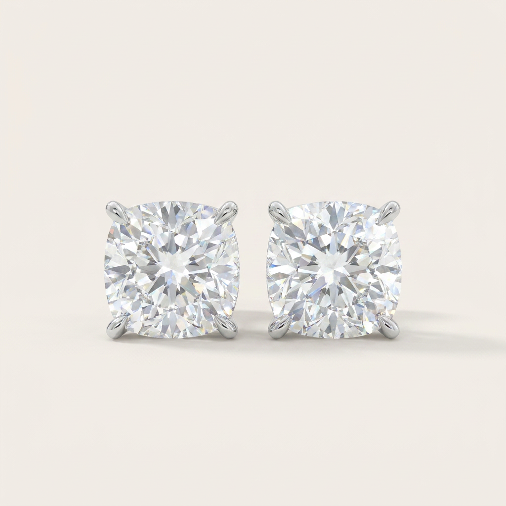 Moissanite 1.00 CT Cushion Cut Diamond Stud Earrings