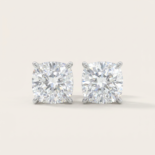 Moissanite 1.00 CT Cushion Cut Diamond Stud Earrings