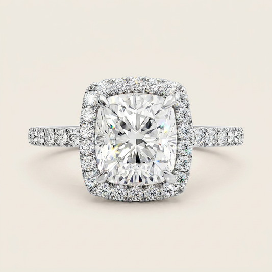 Moissanite 1.50 CT Cushion Cut Diamond Halo Ring