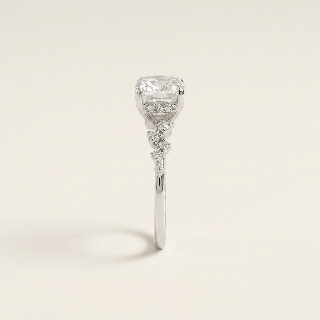 Moissanite 1.50 CT Cushion Cut Diamond Cluster Ring