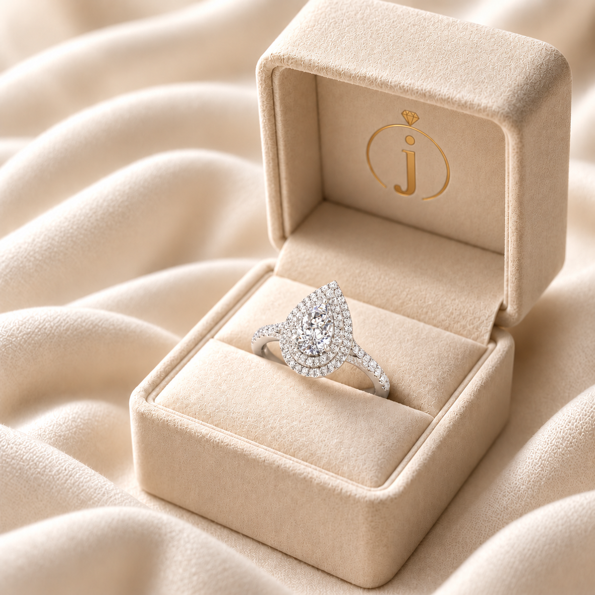 Lab Grown Diamond 2 CT Pear Cut Double Halo Ring