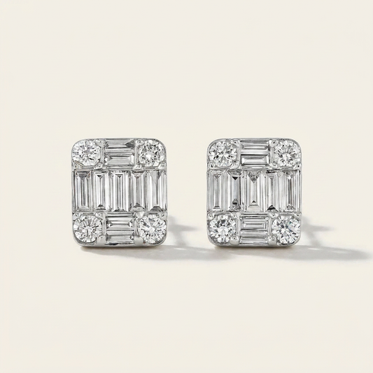 Moissanite 0.99 CT Baguette & Round Cut Diamond Hoop Earrings