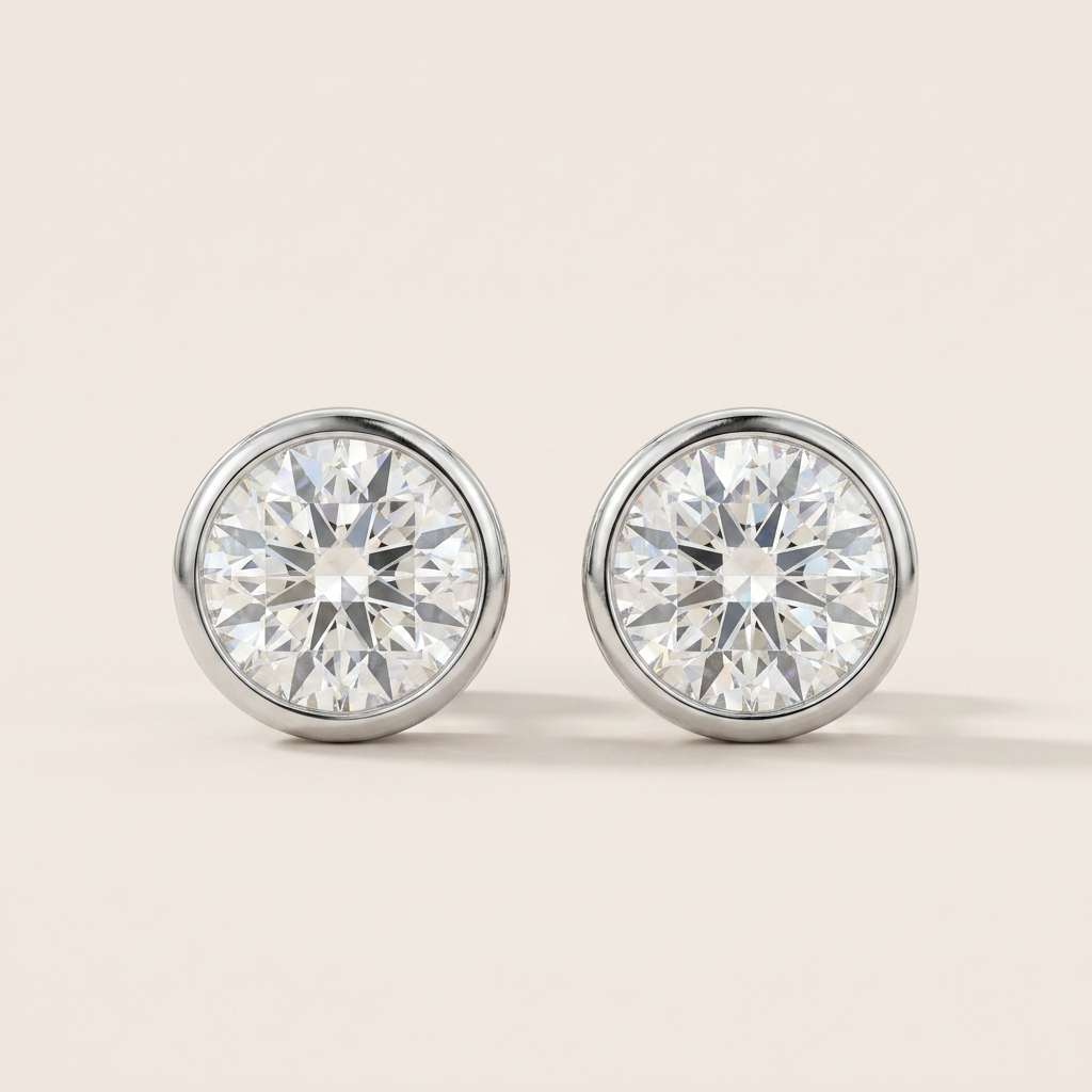 Moissanite 1.00 CT Round Cut Diamond Stud Earrings (V4)
