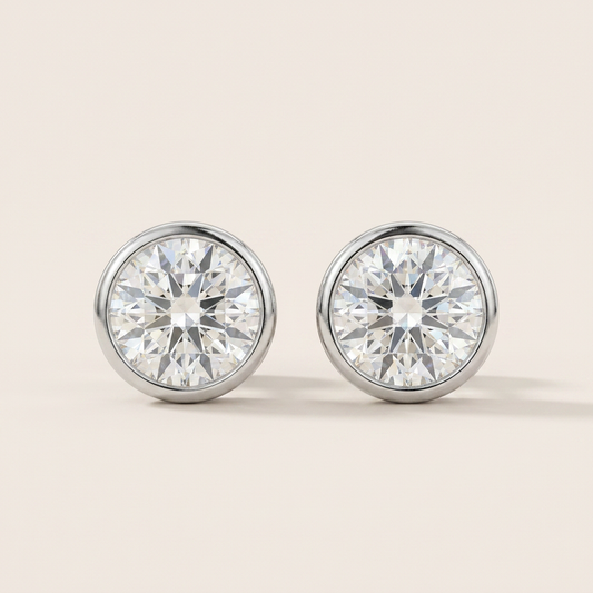 Moissanite 1.00 CT Round Cut Diamond Stud Earrings (V4)