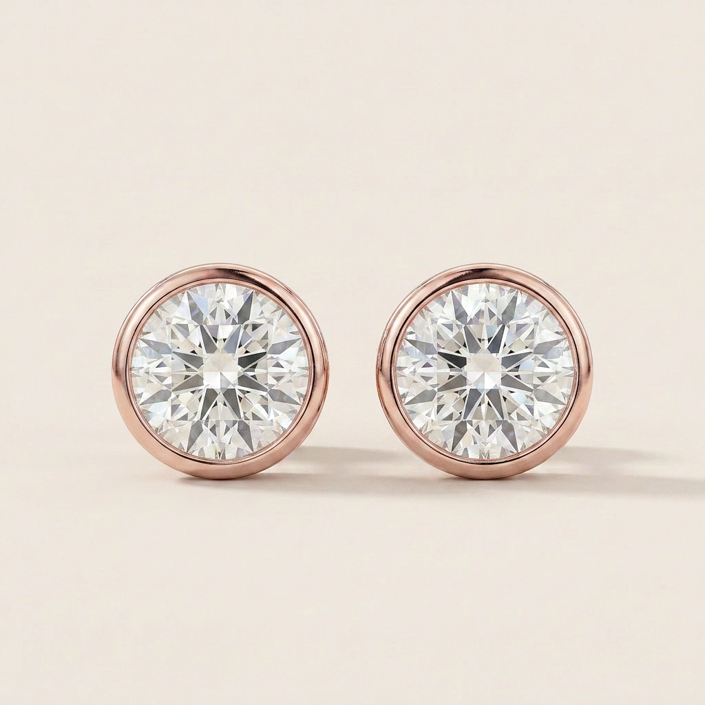 Moissanite 1.00 CT Round Cut Diamond Stud Earrings (V4)