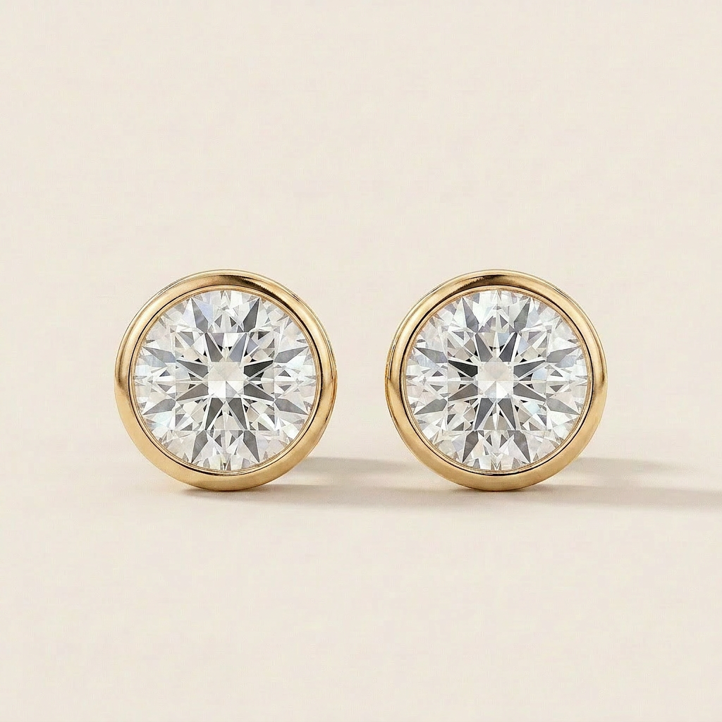Moissanite 1.00 CT Round Cut Diamond Stud Earrings (V4)