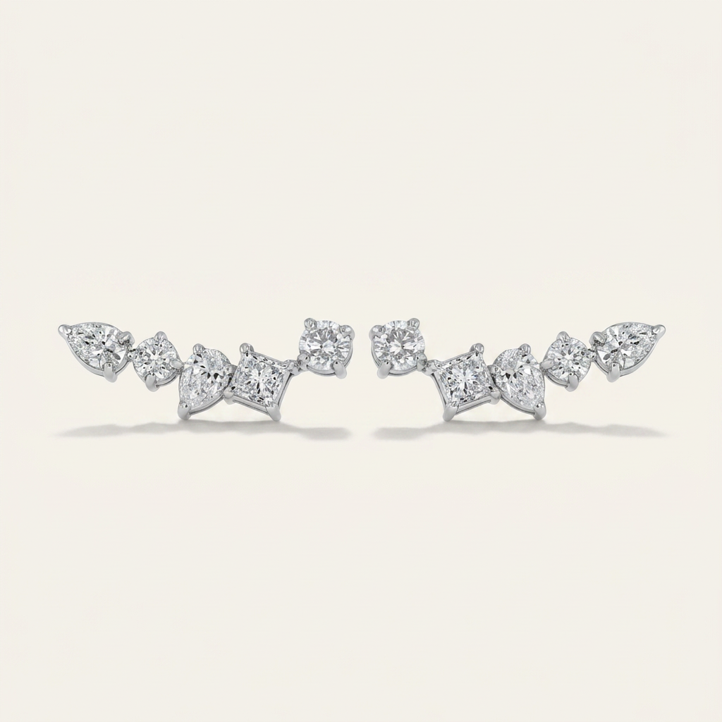 Moissanite 1.28 CT Multi Shape Diamond Stud Earring