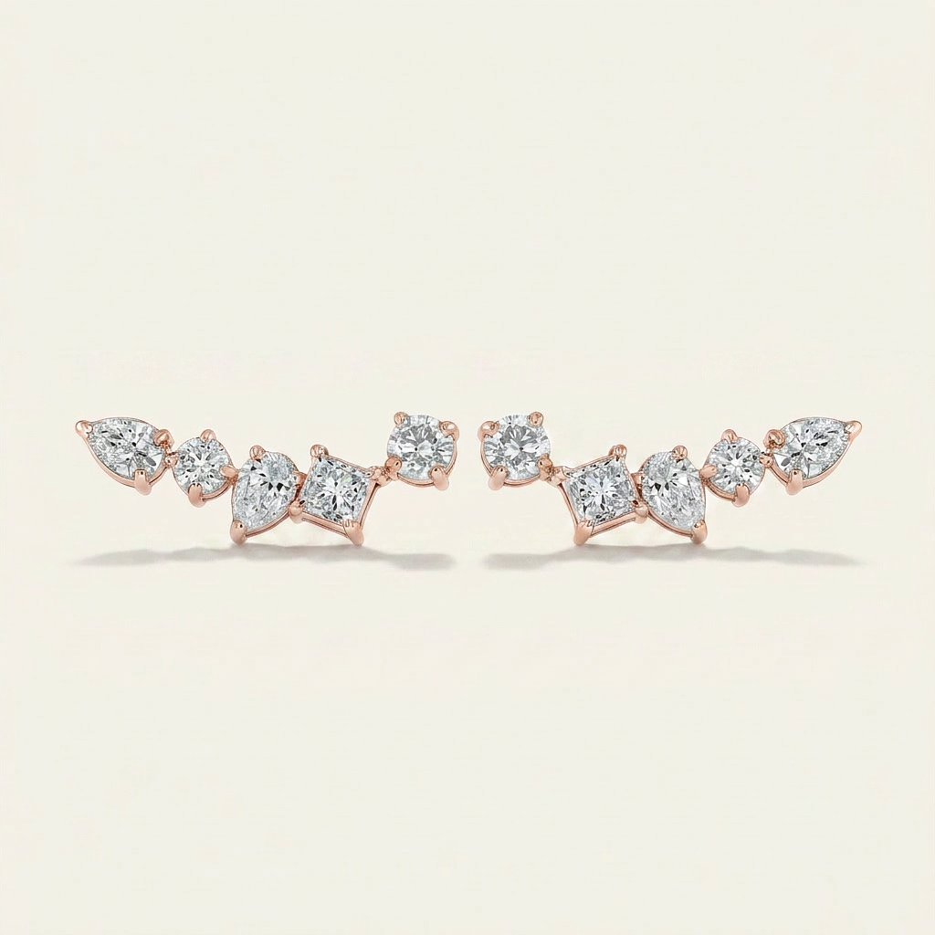 Moissanite 1.28 CT Multi Shape Diamond Stud Earring