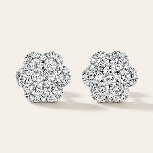 Moissanite 1.22 CT Round Cut Diamond Stud Earrings
