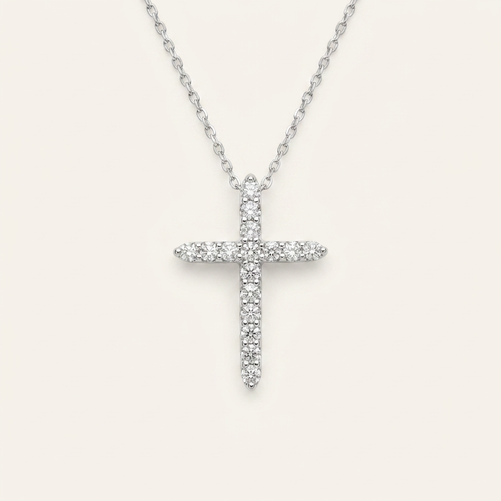 Moissanite 2.00 CT Round Cut Diamond Cross Necklace