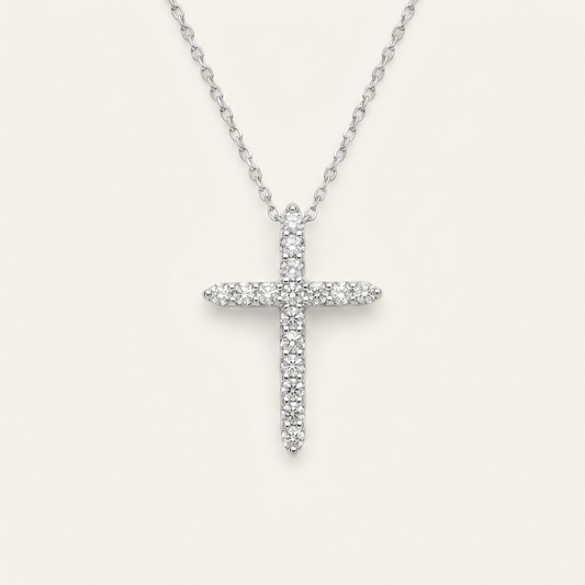 Moissanite 2.00 CT Round Cut Diamond Cross Necklace