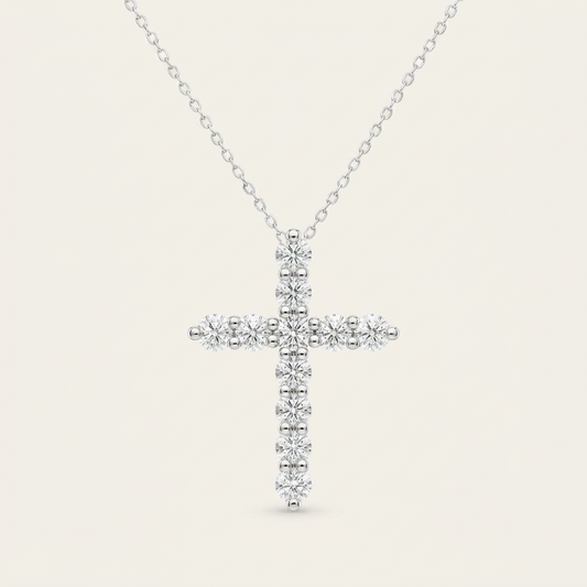 Moissanite 0.17 CT Round Cut Diamond Cross Necklace