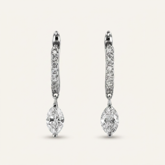 Moissanite 0.63 CT Round & Marquise Cut Diamond Hoop Earrings