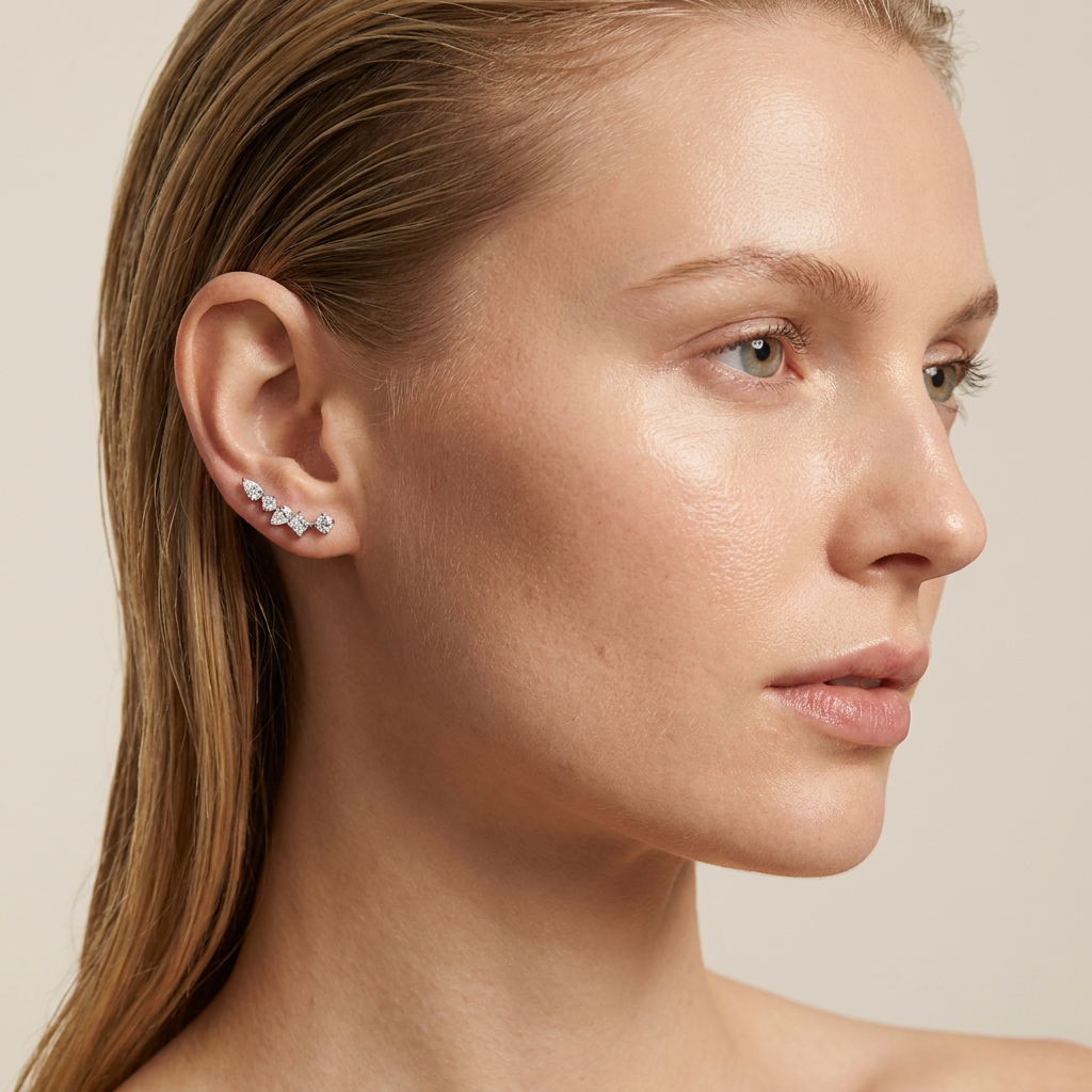 Moissanite 1.28 CT Multi Shape Diamond Stud Earring