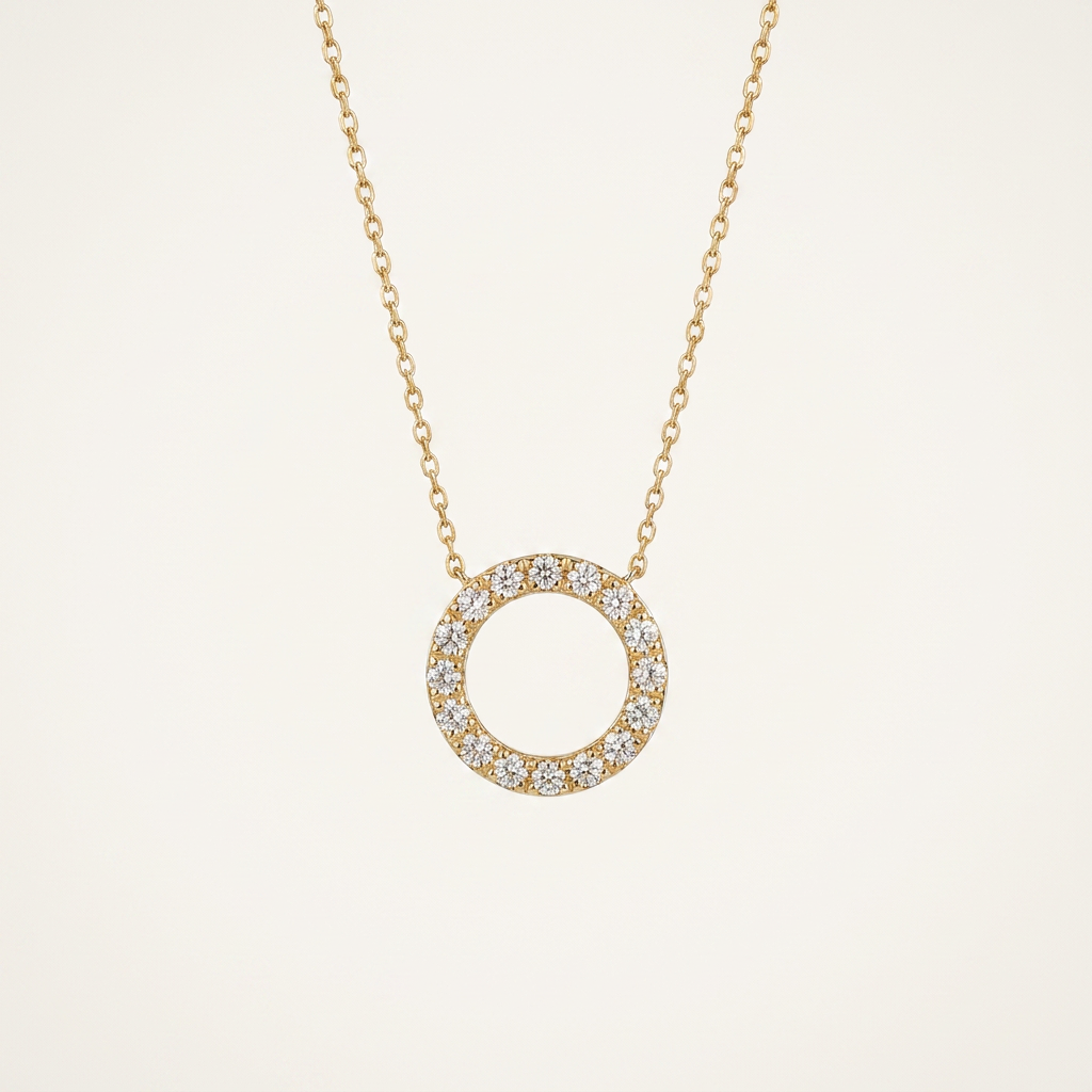 Moissanite 1.00 CT Round Cut Diamond Circle Pendant Necklace