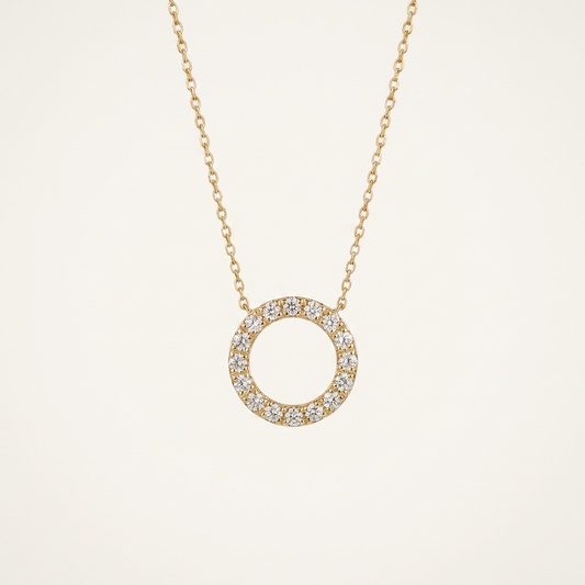 Moissanite 1.00 CT Round Cut Diamond Circle Pendant Necklace