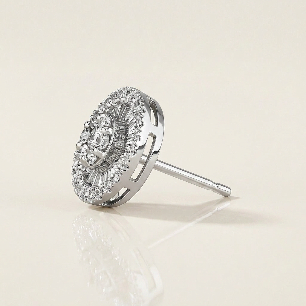 Moissanite 0.83 CT Round Cut Diamond Stud Earrings