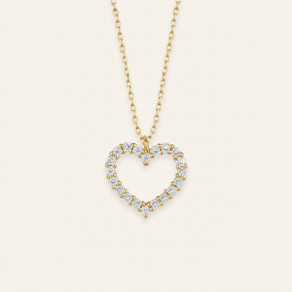 Moissanite 0.30 CT Round Cut Diamond Heart Necklace (V1)