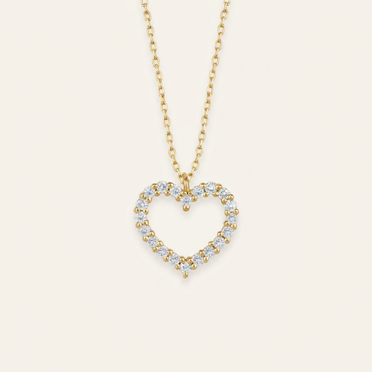 Moissanite 0.30 CT Round Cut Diamond Heart Necklace (V1)