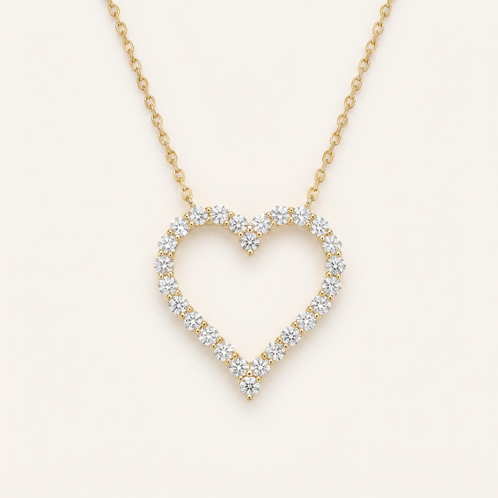Moissanite 0.30 CT Round Cut Diamond Heart Necklace (V2)