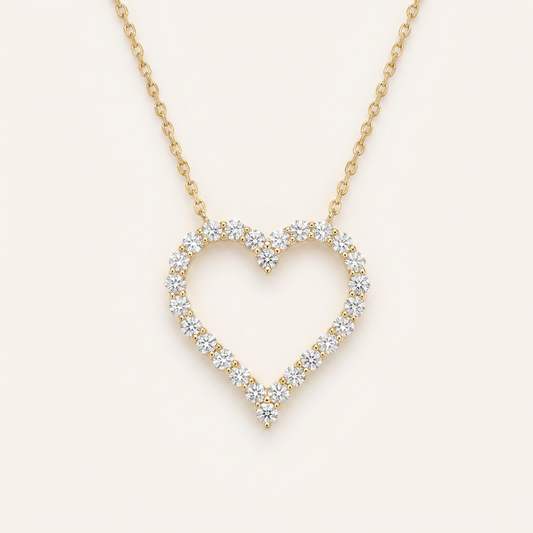 Moissanite 0.30 CT Round Cut Diamond Heart Necklace (V2)