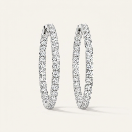 Moissanite 2.66 CT Round Cut Diamond Hoop Earrings