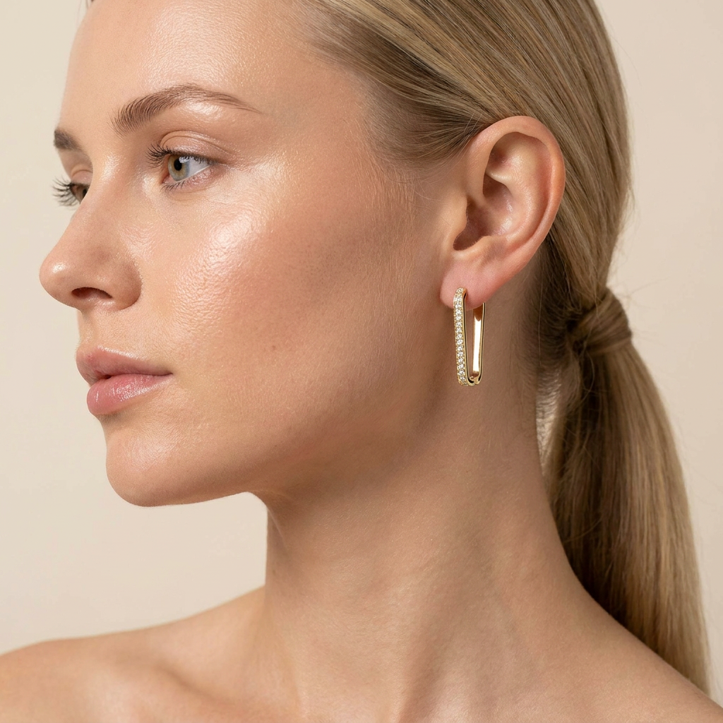 Moissanite 0.30 CT Round Cut Diamond Hoop Earrings