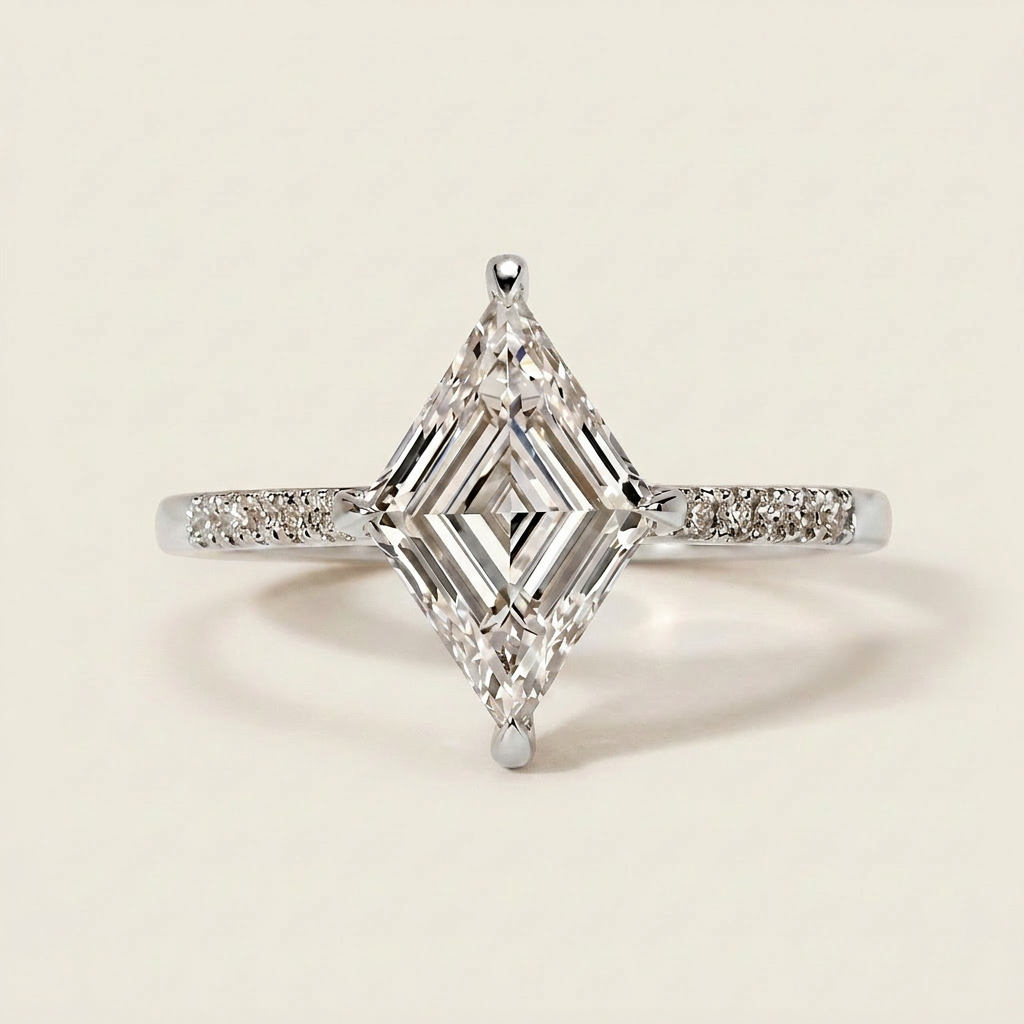 Lab Grown 2.50 CT Lozenge Cut Diamond Solitaire Ring