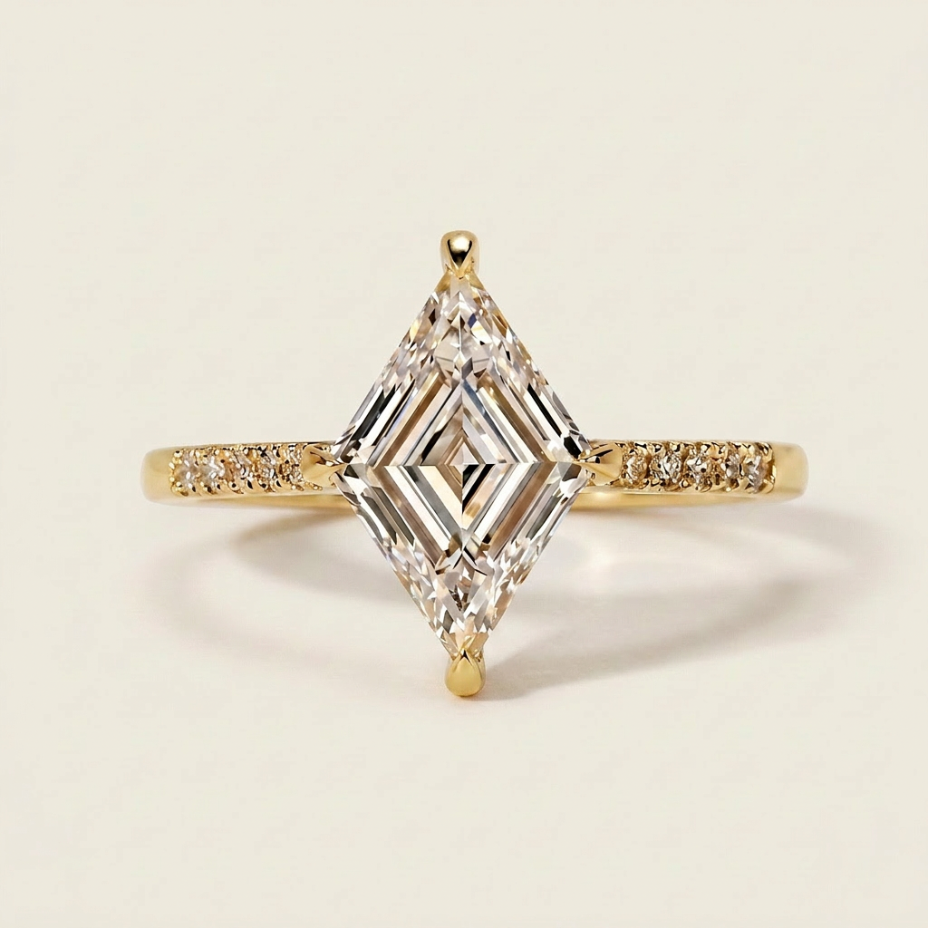 Lab Grown 2.50 CT Lozenge Cut Diamond Solitaire Ring