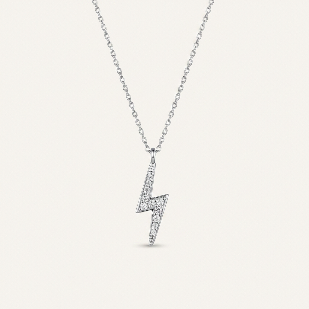 Moissanite 0.50 CT Round Cut Diamond Lightning Bolt Necklace