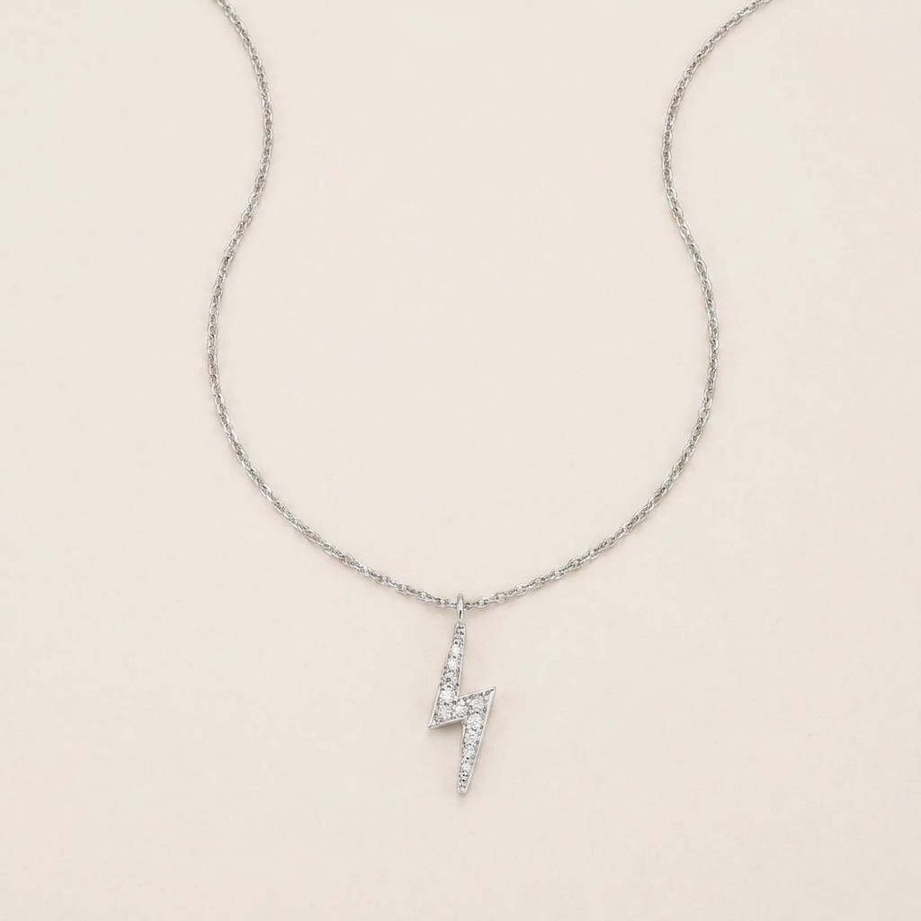 Moissanite 0.50 CT Round Cut Diamond Lightning Bolt Necklace