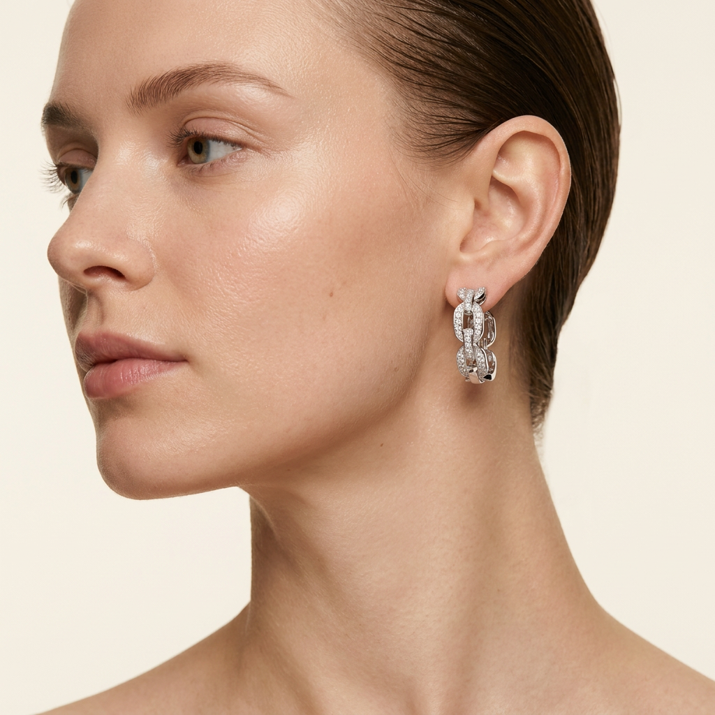 Moissanite 0.45 CT Round Cut Diamond Hoop Earrings