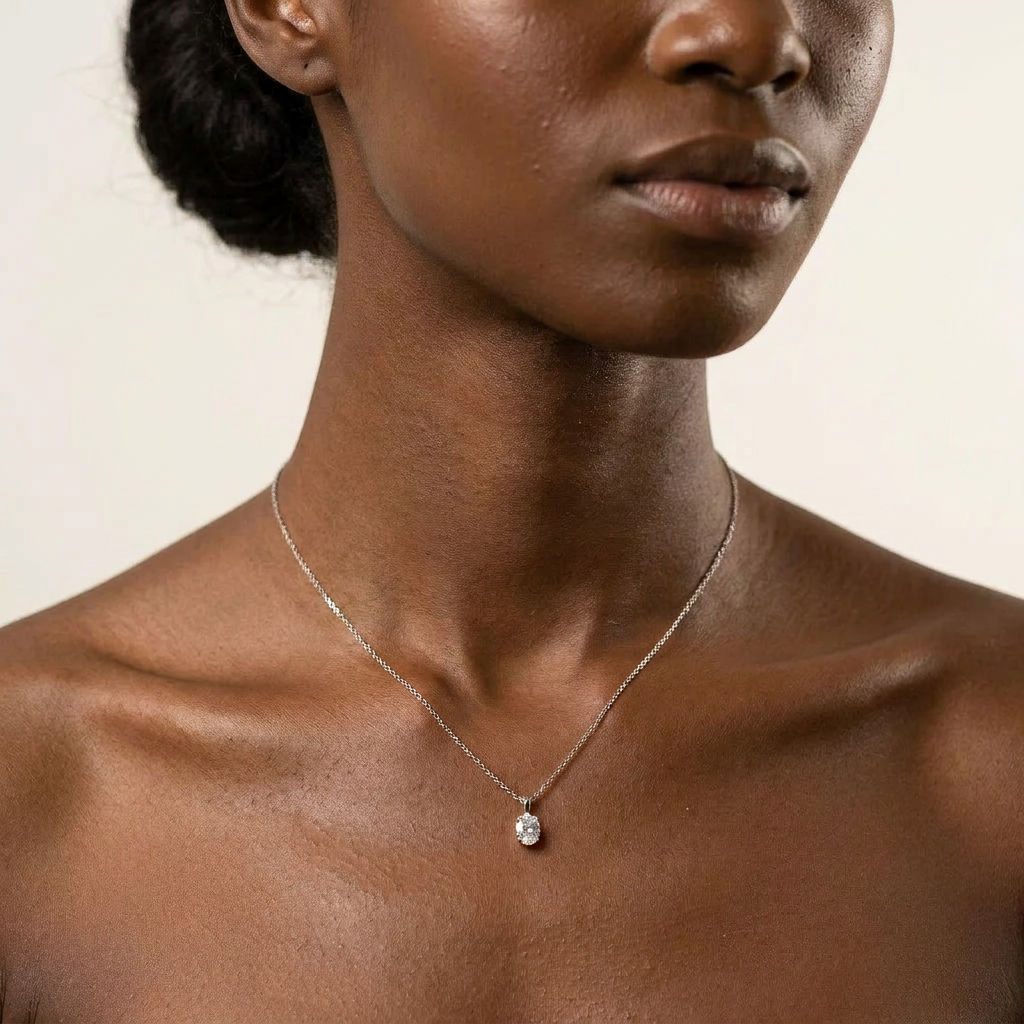 Moissanite 0.25 CT Oval Cut Diamond Solitaire Necklace (V2)