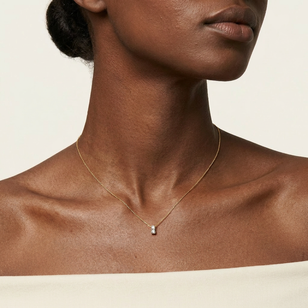 Moissanite 1.00 CT Round Cut Diamond Two Stone Necklace