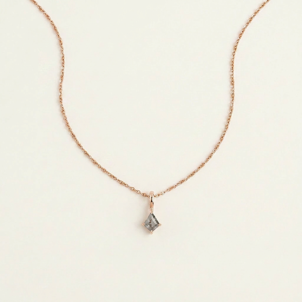 0.76 CT Kite Cut Salt and Pepper Diamond Necklace