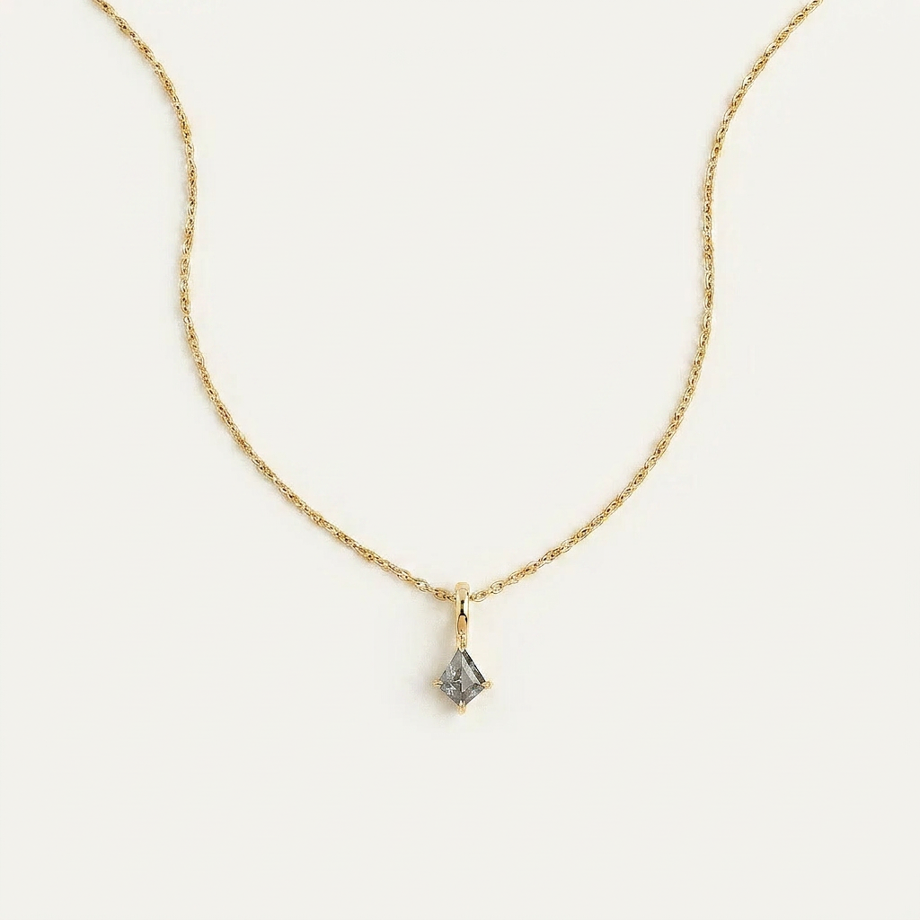 0.76 CT Kite Cut Salt and Pepper Diamond Necklace