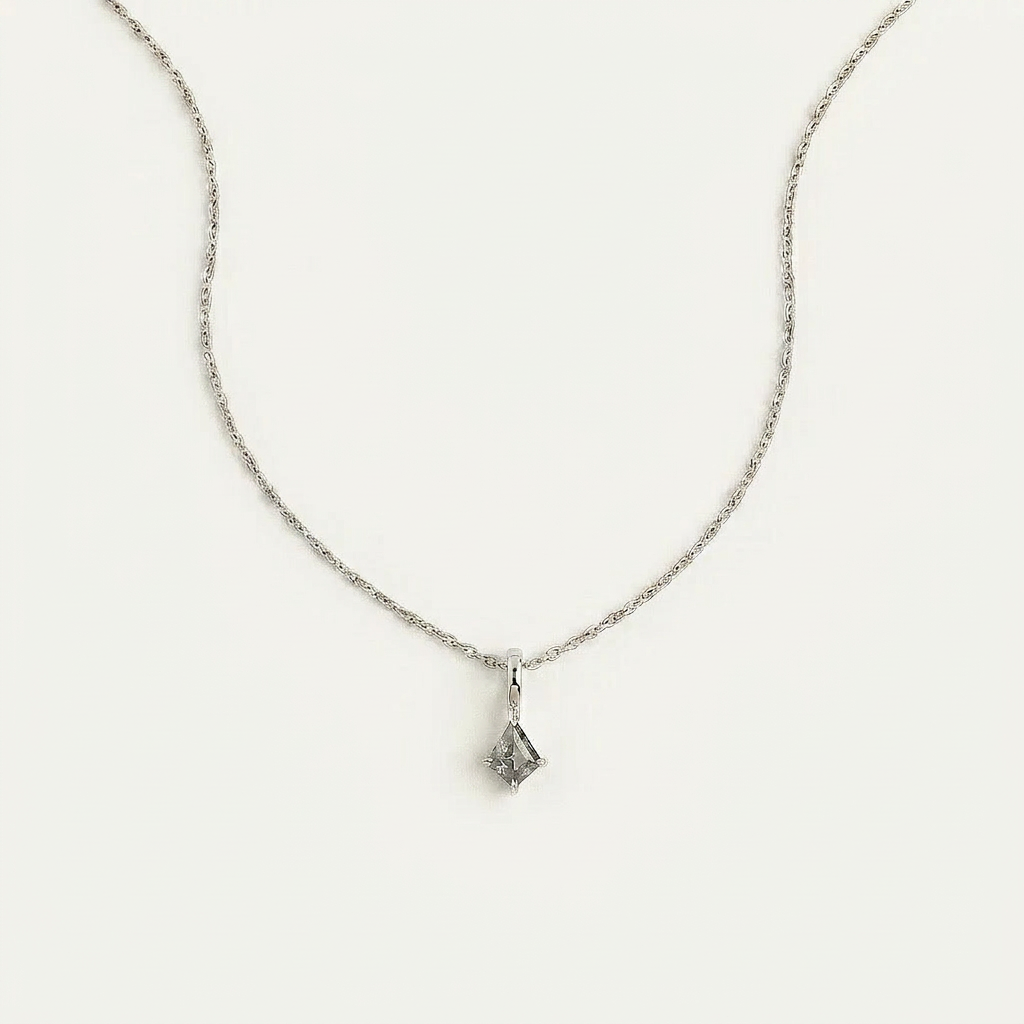 0.76 CT Kite Cut Salt and Pepper Diamond Necklace