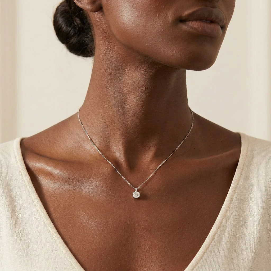 Moissanite 0.33 CT Round Cut Diamond Solitaire Necklace