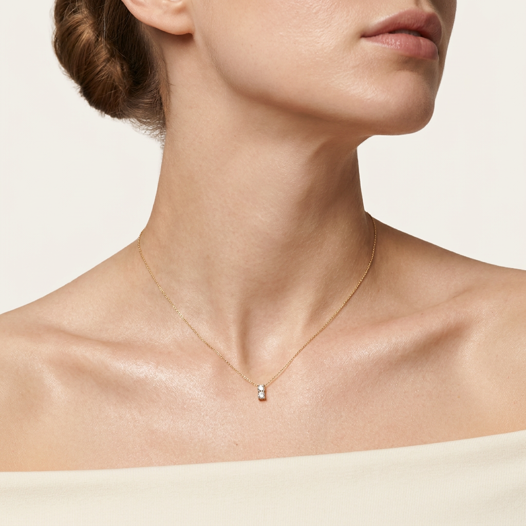Moissanite 1.00 CT Round Cut Diamond Two Stone Necklace