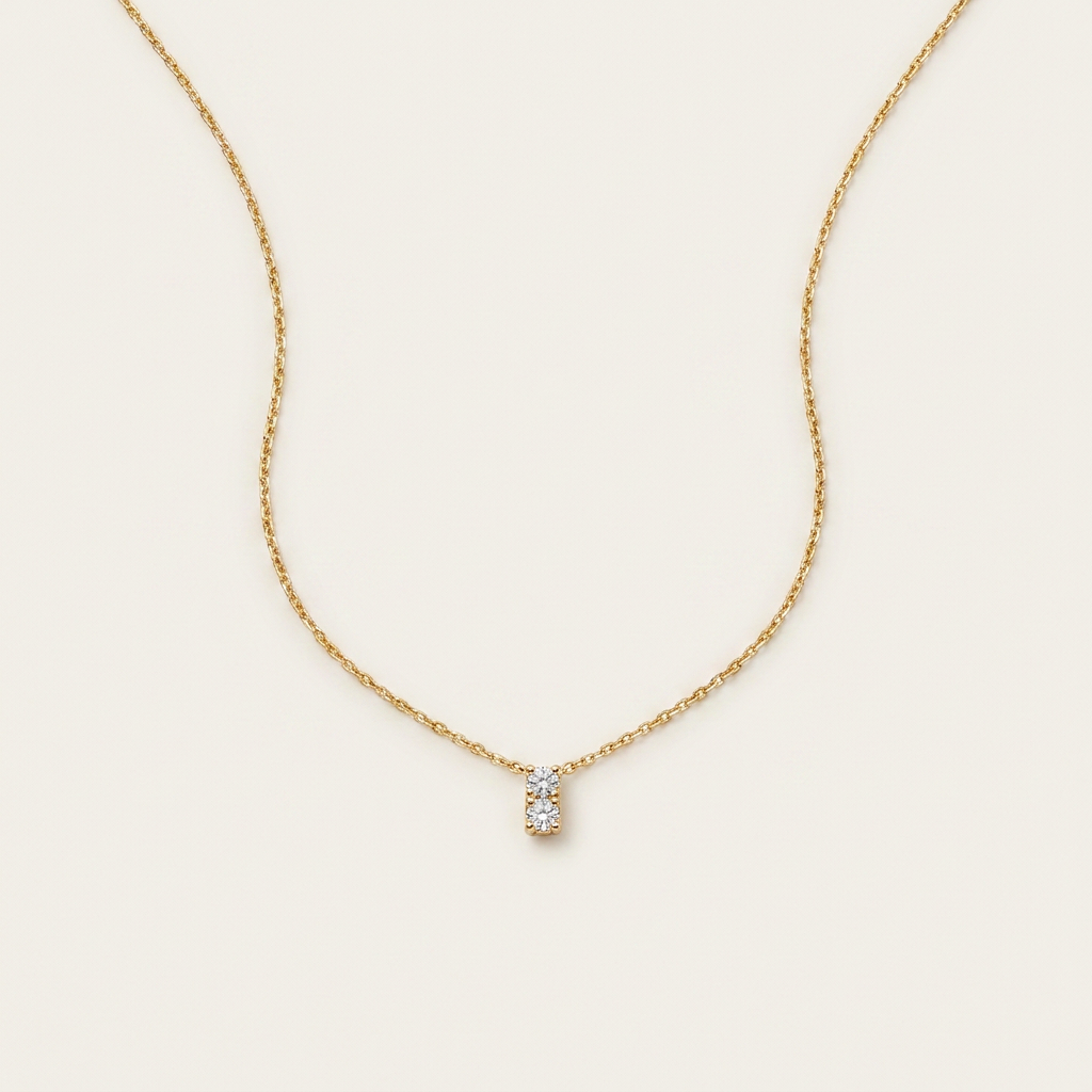 Moissanite 1.00 CT Round Cut Diamond Two Stone Necklace