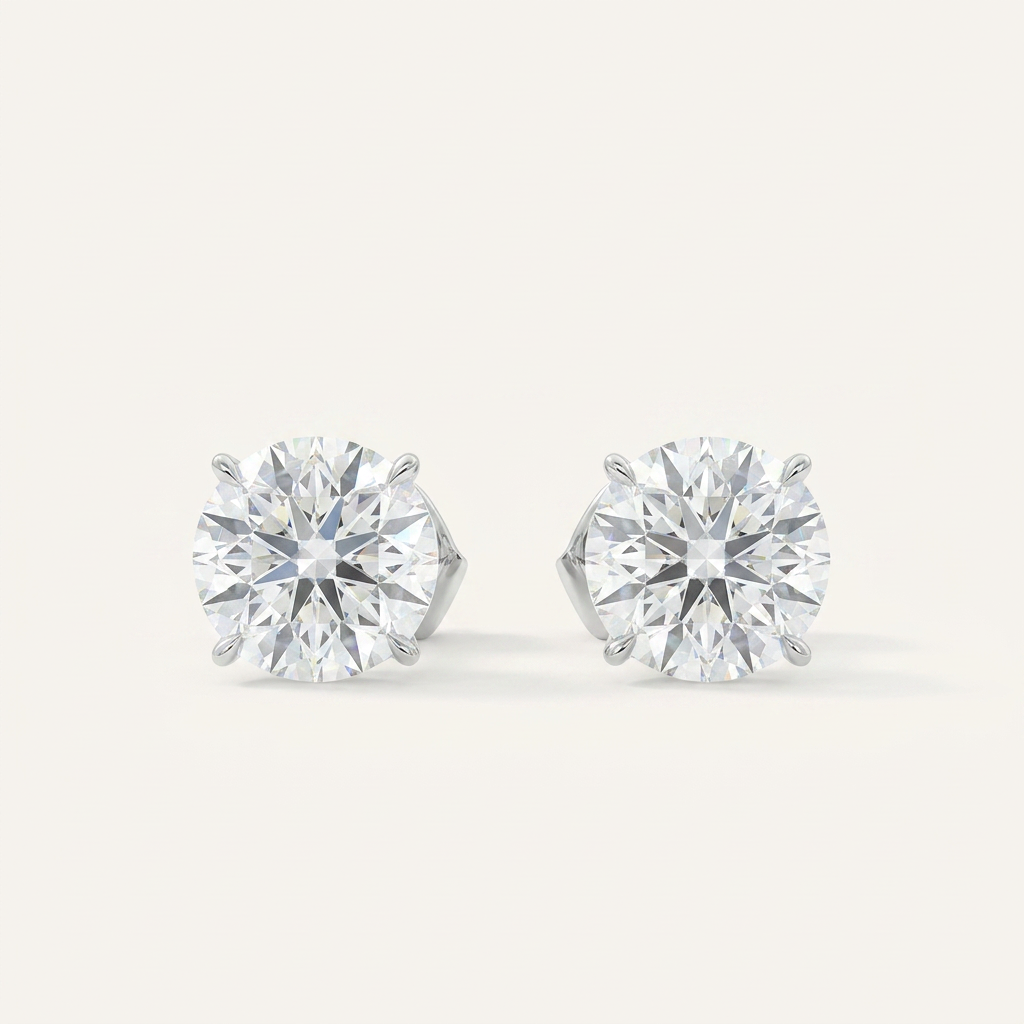 Moissanite 1.00 CT Round Cut Diamond Stud Earrings (V1)