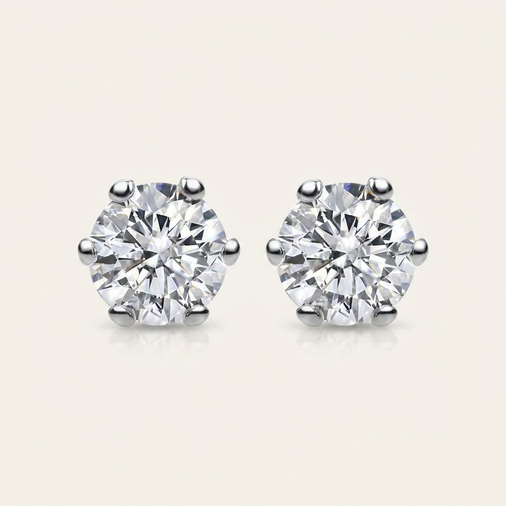 Moissanite 3.00 CT Round Cut Diamond Stud Earring