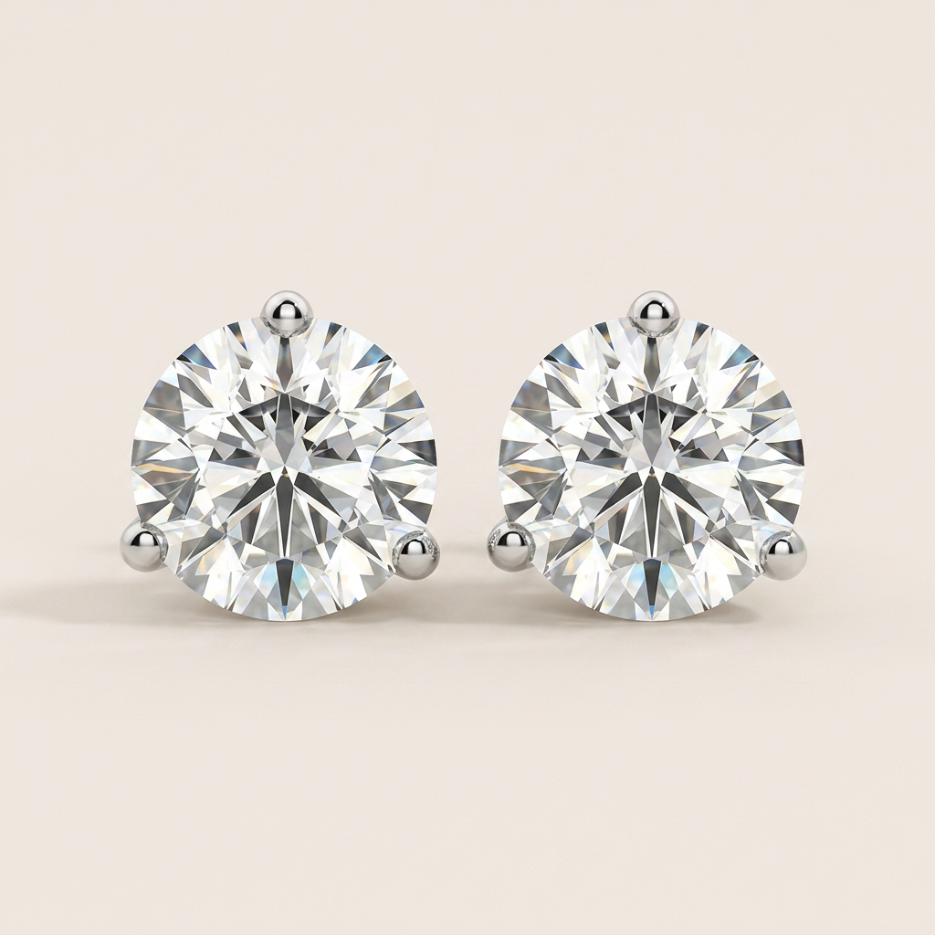 Moissanite 1.00 CT Round Cut Diamond Stud Earrings (V2)