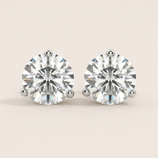 Moissanite 1.00 CT Round Cut Diamond Stud Earrings (V2)