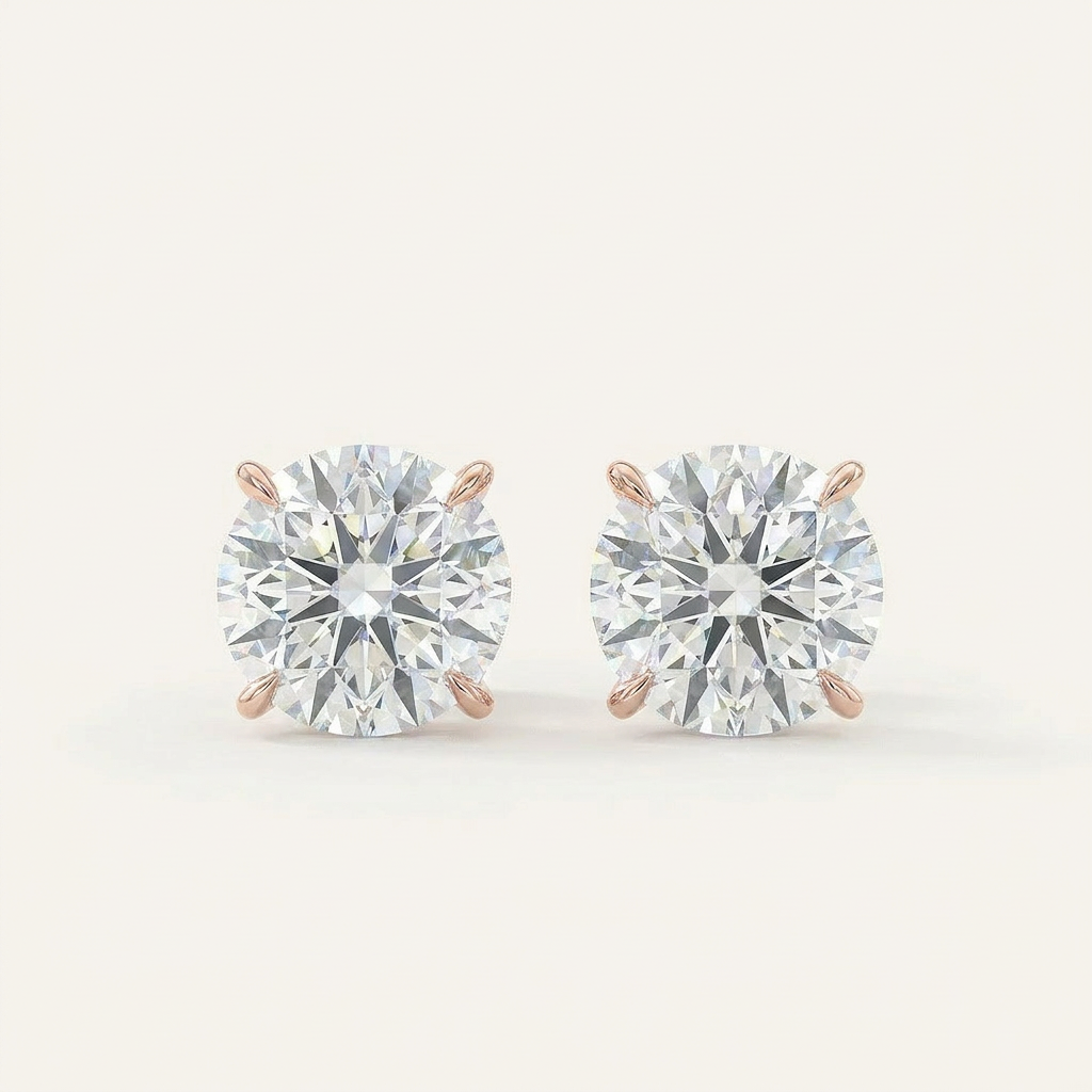 Moissanite 1.00 CT Round Cut Diamond Stud Earring