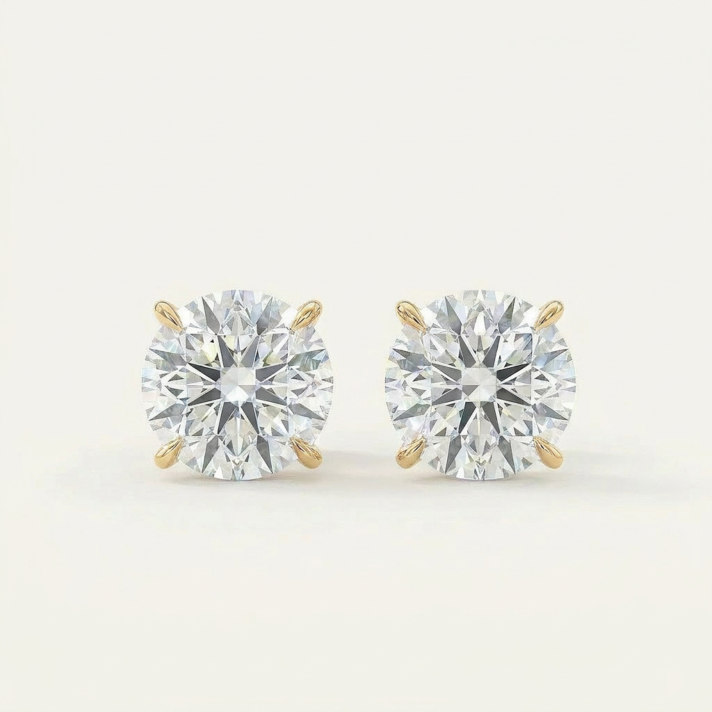 Moissanite 1.00 CT Round Cut Diamond Stud Earring