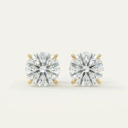 Moissanite 1.00 CT Round Cut Diamond Stud Earrings (V3)