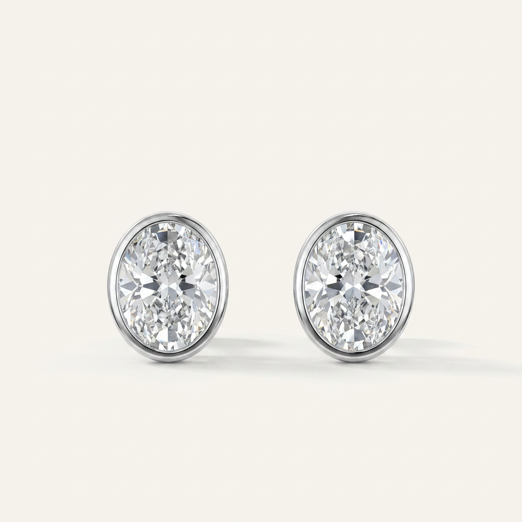Moissanite 1.00 CT Oval Cut Diamond Stud Earrings (V4)